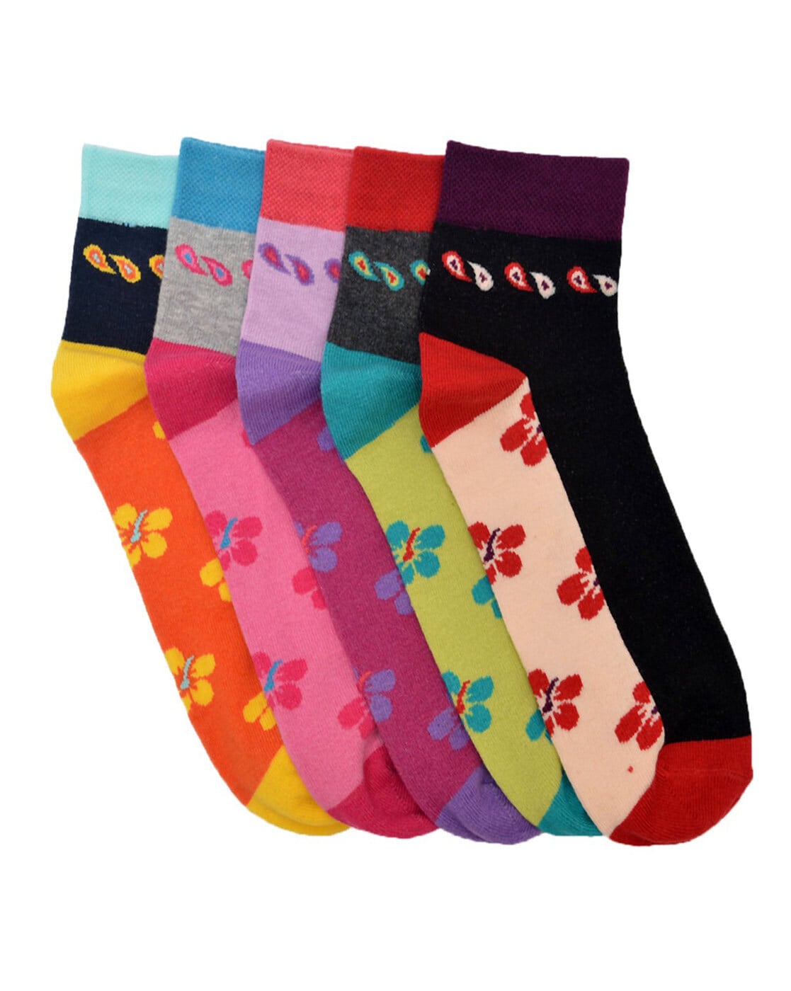 Colorful Floral Cotton Ankle Socks