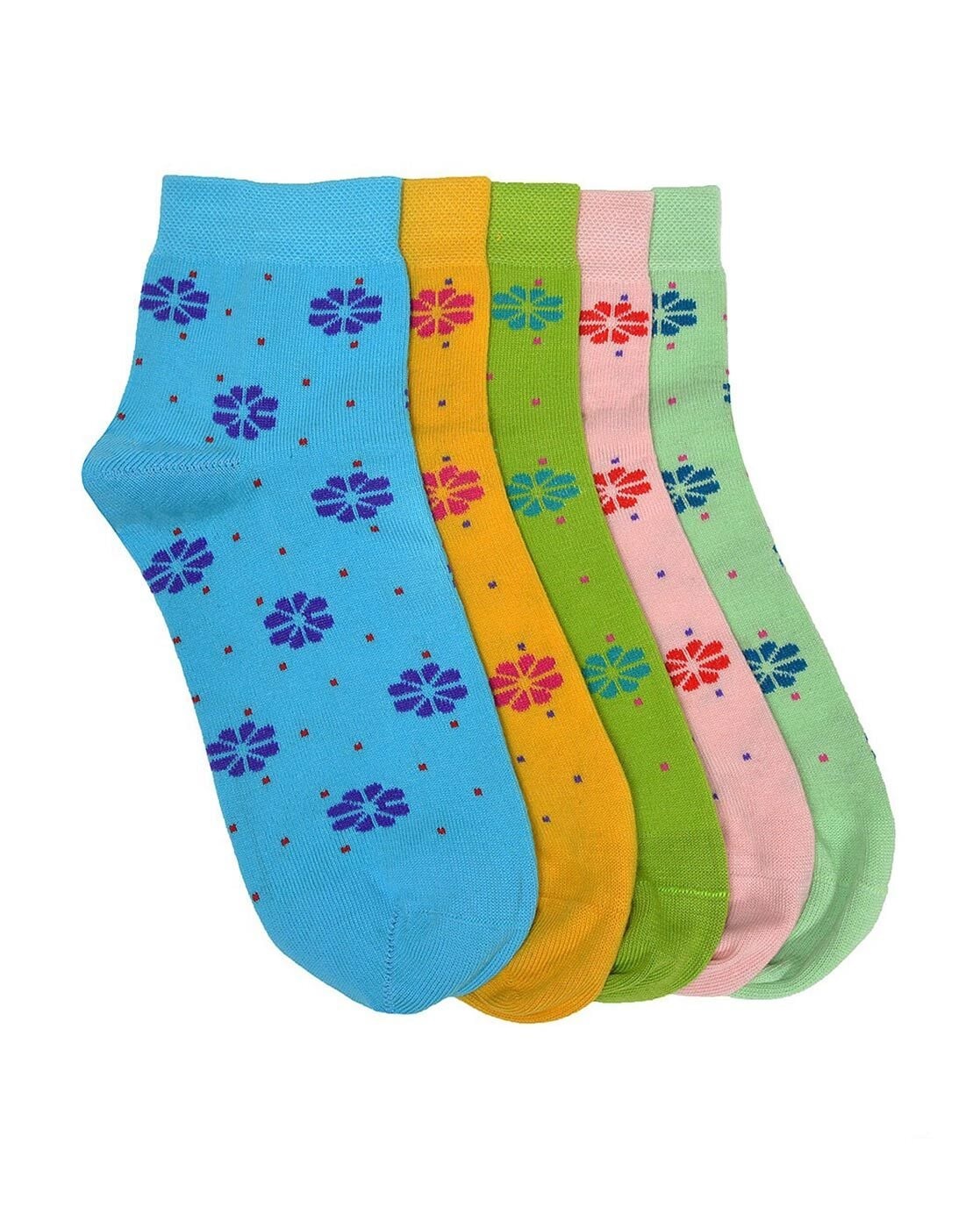 Colorful Floral Motives Cotton Ankle Socks
