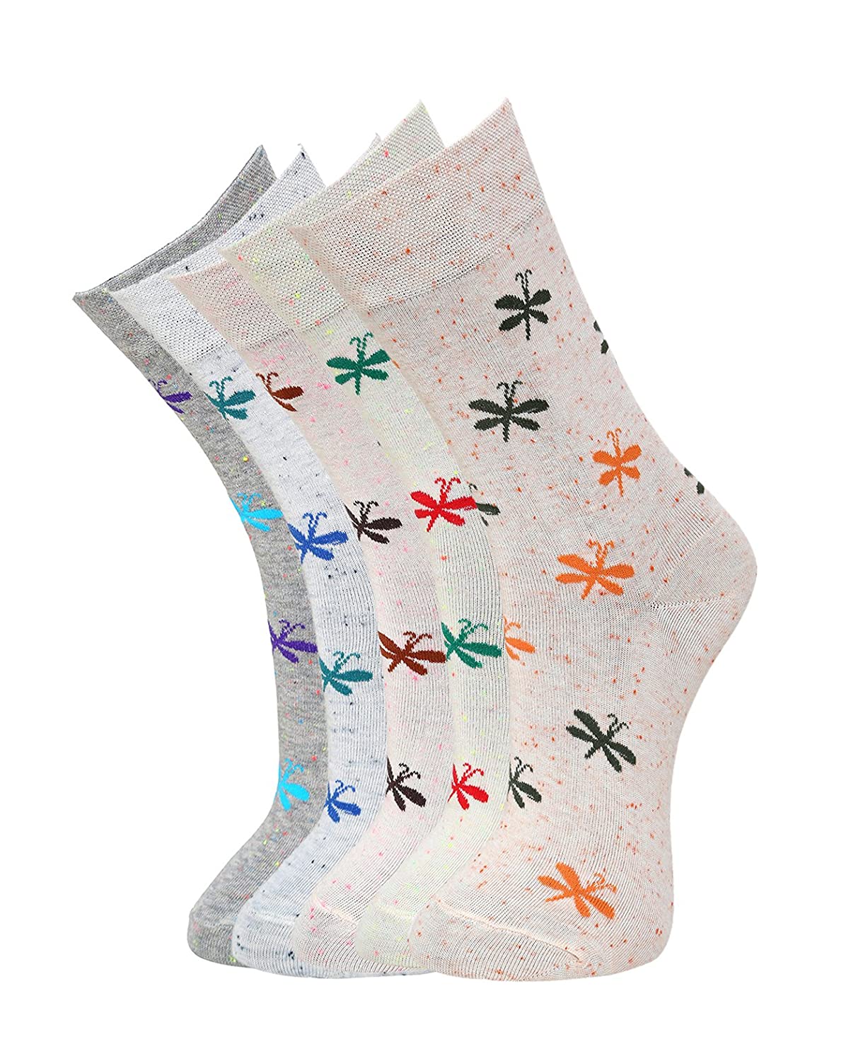 Women's Crew Length Flower Design Cotton Socks